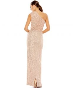 Ieena For Mac Duggal Shop For Sequined Ruched One Shoulder Gown