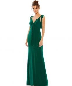 Mac Duggal Shop For Jersey Low Back Bow Shoulder Gown