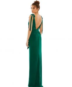 Mac Duggal Shop For Jersey Low Back Bow Shoulder Gown