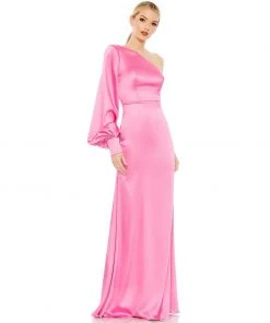 Ieena For Mac Duggal One Shoulder Bishop Sleeve Trumpet Gown Shop For
