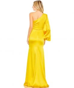 Ieena For Mac Duggal One Shoulder Bishop Sleeve Trumpet Gown Shop For