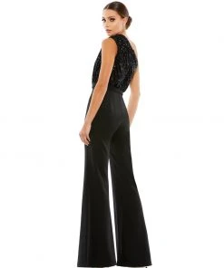 Ieena For Mac Duggal Sequined One Shoulder Jumpsuit Shop For