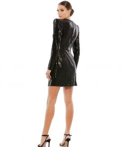 Ieena For Mac Duggal Sequined Structured Faux Blazer Mini Dress
