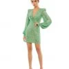 Ieena For Mac Duggal Sequined Structured Bishop Sleeve Mini Dress Wedding Guest