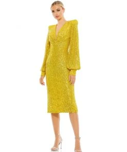 Ieena For Mac Duggal Sequined Structured Bishop Sleeve Midi Dress Shop For 16 Ieena For Mac Duggal Sequined Structured Bishop Sleeve Midi Dress Shop For