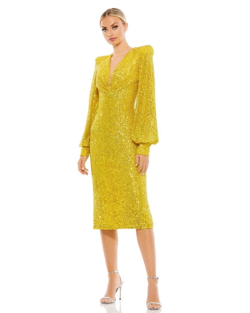 Ieena For Mac Duggal Sequined Structured Bishop Sleeve Midi Dress Shop For 7 Ieena For Mac Duggal Sequined Structured Bishop Sleeve Midi Dress Shop For