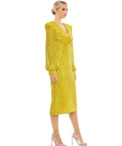 Ieena For Mac Duggal Sequined Structured Bishop Sleeve Midi Dress Shop For 19 Ieena For Mac Duggal Sequined Structured Bishop Sleeve Midi Dress Shop For