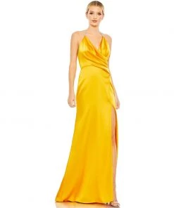 Mac Duggal Draped Beaded Halter Neck Trumpet Gown Shop For
