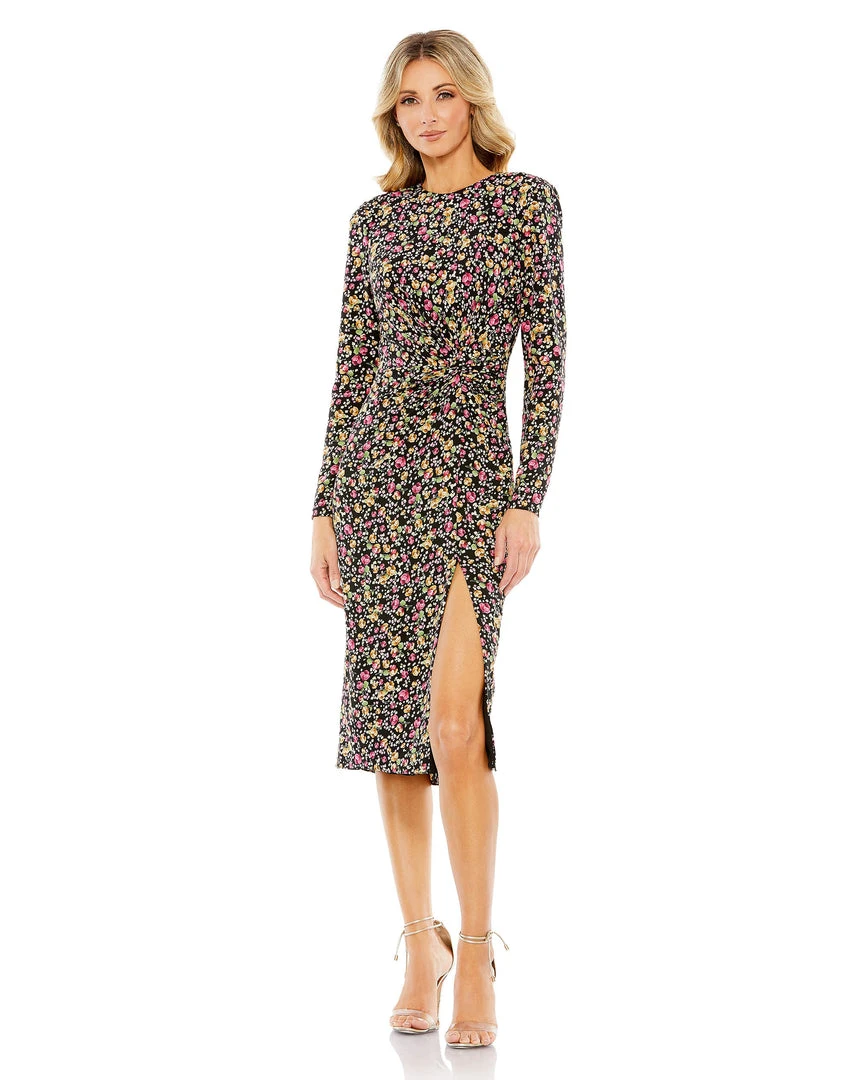 Ieena For Mac Duggal Floral Long Sleeve Midi Dress 1 Ieena For Mac Duggal Floral Long Sleeve Midi Dress