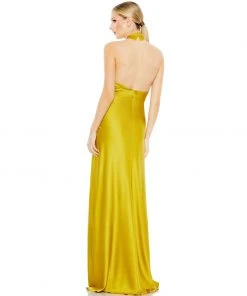Ieena For Mac Duggal Shop For Asymmetrical Crisscross Halter Gown