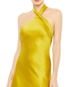 Ieena For Mac Duggal Shop For Asymmetrical Crisscross Halter Gown