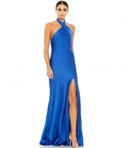 Ieena For Mac Duggal Shop For Asymmetrical Crisscross Halter Gown
