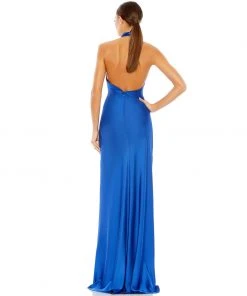 Ieena For Mac Duggal Shop For Asymmetrical Crisscross Halter Gown