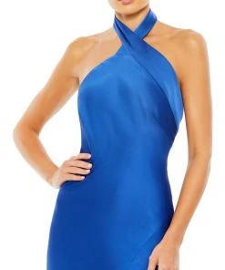 Ieena For Mac Duggal Shop For Asymmetrical Crisscross Halter Gown