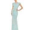 Ieena For Mac Duggal Sequined High Neck Flutter Sleeve Gown Shop For