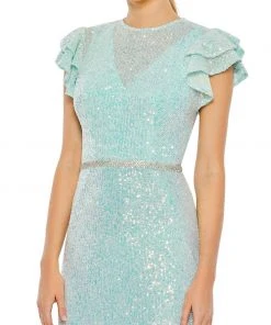 Ieena For Mac Duggal Sequined High Neck Flutter Sleeve Gown Shop For 5 Ieena For Mac Duggal Sequined High Neck Flutter Sleeve Gown Shop For