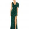 Ieena For Mac Duggal Bridesmaid Dresses Sequined Asymmetrical Draped Trumpet Gown