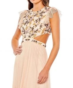 Mac Duggal Shop For Embroidered Bodice Cap Sleeve Ruffle Tiered Gown