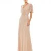 Mac Duggal Bridesmaid Dresses Embellished Flutter Sleeve Gown