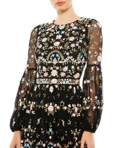 Mac Duggal Shop For Embroidered Blouson Sleeve Gown