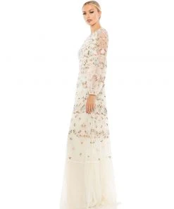 Mac Duggal Shop For Embroidered Blouson Sleeve Gown