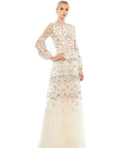 Mac Duggal Shop For Embroidered Blouson Sleeve Gown