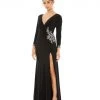 Ieena For Mac Duggal Shop For Floral Embellished Faux Wrap Jersey Gown