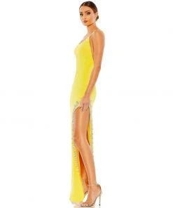 Mac Duggal Rhinestone Encrusted Side Slit Cami Bodycon Gown Shop For