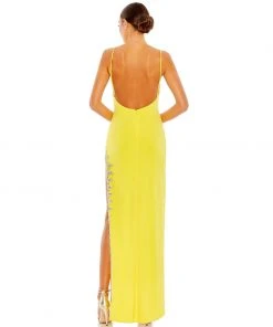 Mac Duggal Rhinestone Encrusted Side Slit Cami Bodycon Gown Shop For