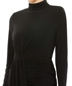 Ieena For Mac Duggal Shop For Jersey High Neck Asymmetrical Draped High Low Dress