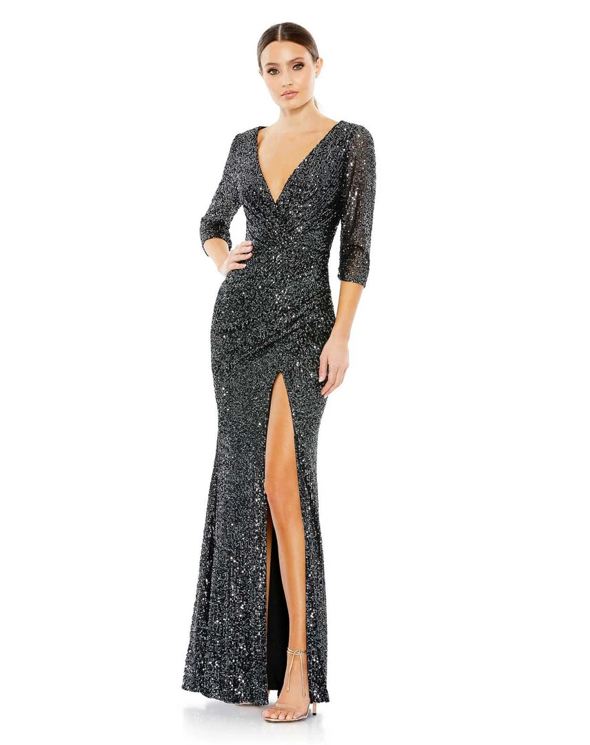 Ieena For Mac Duggal Shop For Sequined Draped 3/4 Sleeve Gown 4 Ieena For Mac Duggal Shop For Sequined Draped 3/4 Sleeve Gown