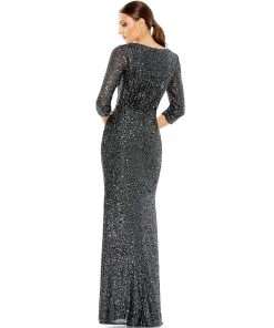 Ieena For Mac Duggal Shop For Sequined Draped 3/4 Sleeve Gown 10 Ieena For Mac Duggal Shop For Sequined Draped 3/4 Sleeve Gown