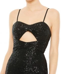 Ieena For Mac Duggal Sequined Spaghetti Strap Cut Out Jumpsuit