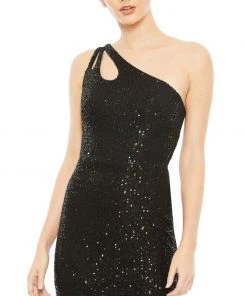 Ieena For Mac Duggal Bridesmaid Dresses Sequined Strappy One Shoulder Column Gown