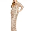 Mac Duggal Mother Of The Bride + Groom Dresses Vintage Blush Sequined Evening Gown (Plus)