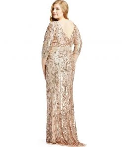 Mac Duggal Mother Of The Bride + Groom Dresses Vintage Blush Sequined Evening Gown (Plus)
