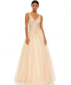 Mac Duggal Jewel Encrusted Tulle Ball Gown