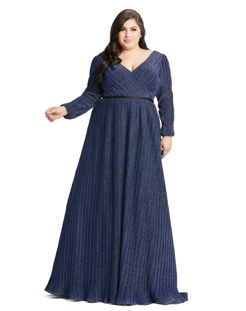Mac Duggal Midnight Shimmering V-Neck Evening Gown (Plus) Shop For 1 Mac Duggal Midnight Shimmering V-Neck Evening Gown (Plus) Shop For