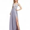Ieena For Mac Duggal Metallic Infused V Neck Sleeveless Gown Shop For