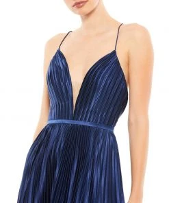 Ieena For Mac Duggal Plunge Neck Pleated Evening Gown Shop For