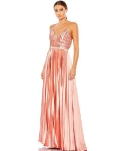 Ieena For Mac Duggal Plunge Neck Pleated Evening Gown Shop For