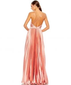 Ieena For Mac Duggal Plunge Neck Pleated Evening Gown Shop For