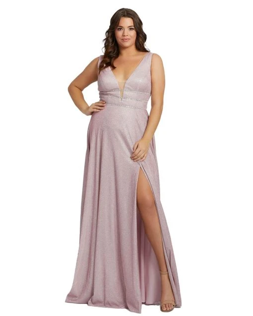 Mac Duggal Plus Size Orchid Glitter V-Neck Evening Gown | Final Sale 8 Mac Duggal Plus Size Orchid Glitter V-Neck Evening Gown | Final Sale