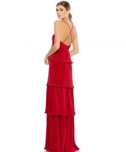Ieena For Mac Duggal Spaghetti Strap Ruffle Layered Maxi Dress Shop For