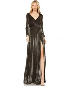 Ieena For Mac Duggal Shop For Metallic Jersey Surplice Gown 8 Ieena For Mac Duggal Shop For Metallic Jersey Surplice Gown