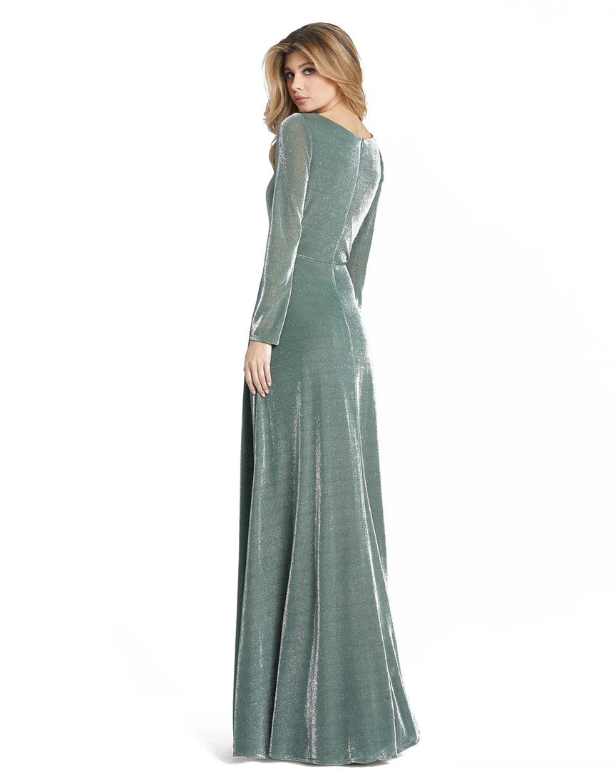 Ieena For Mac Duggal Shop For Metallic Jersey Surplice Gown 2 Ieena For Mac Duggal Shop For Metallic Jersey Surplice Gown