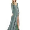 Ieena For Mac Duggal Shop For Metallic Jersey Surplice Gown
