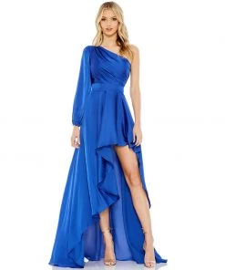 Ieena For Mac Duggal Shop For One Shoulder Blouson Sleeve Hi-Low Gown 22 Ieena For Mac Duggal Shop For One Shoulder Blouson Sleeve Hi-Low Gown