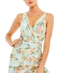 Ieena For Mac Duggal Shop For Floral Print Asymmetrical Hem Ruched Dress