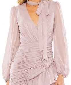 Ieena For Mac Duggal Metallic Striped Mini Dress Cocktail Dresses